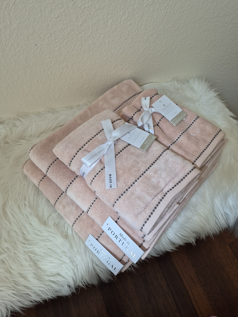 Share 100% Portugal Cotton Towel Sets, Dusty Pink , Bath+Hand+Tip Towel Set of 6